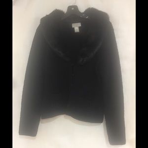L Talbots Black Sweater Jacket